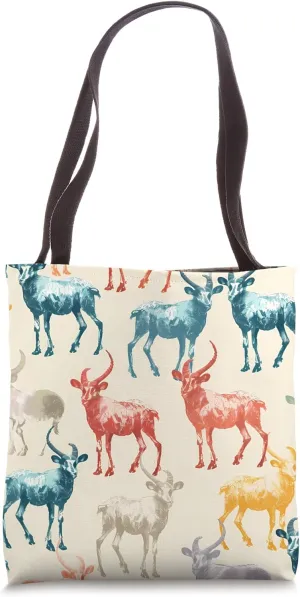 Ibex Pastel Animal Wildlife Pattern Tote Bag