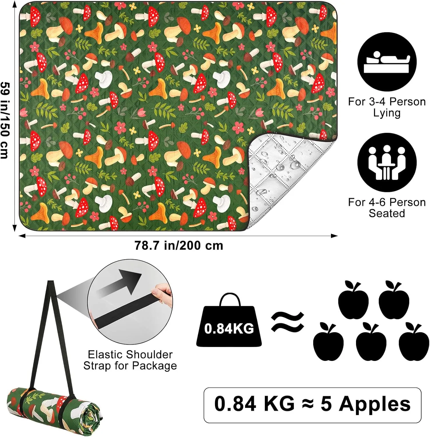ICOSY Picnic Blankets Beach Blanket, Waterproof Outdoor Blanket Sandproof Picnic Camping Mat Camping Essentials 78" x 59"