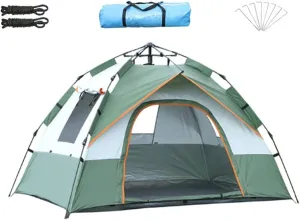 Instant Pop Up Tent Family Camping Tent 3-4 Person Portable Tent Automatic Tent Waterproof Windproof for Camping Hiking Mountaineering (Green 34 People 200 * 200 * 135CM)