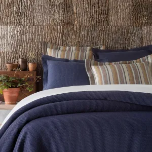 Interlaken Ink Matelasse Coverlet, King Size, Blue Solid Pattern