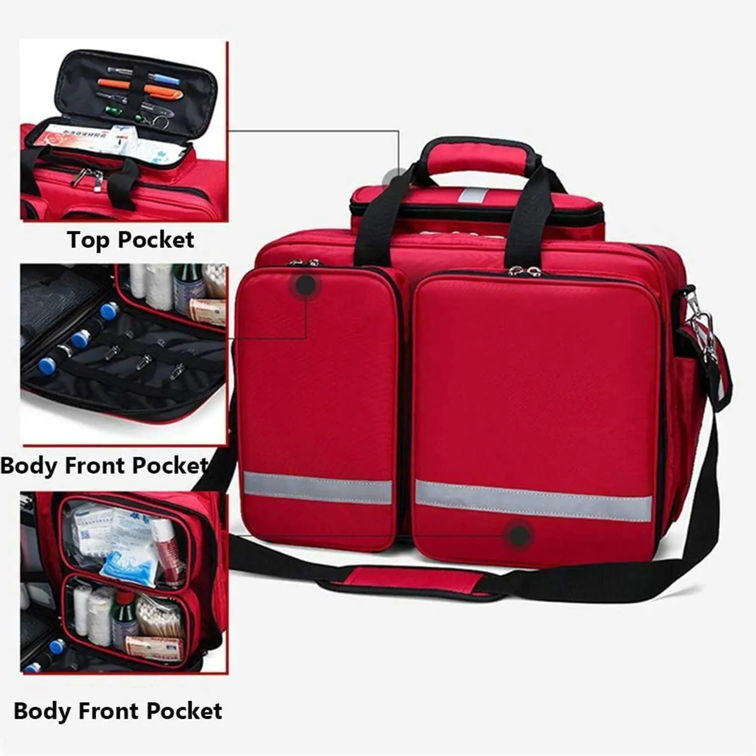 IOCCIOBB Paramedics Medical Trolley Bag, Large Capacity Portable First Aid Kits Bag with Wheels, Waterproof and Durable Trauma Bag(A)