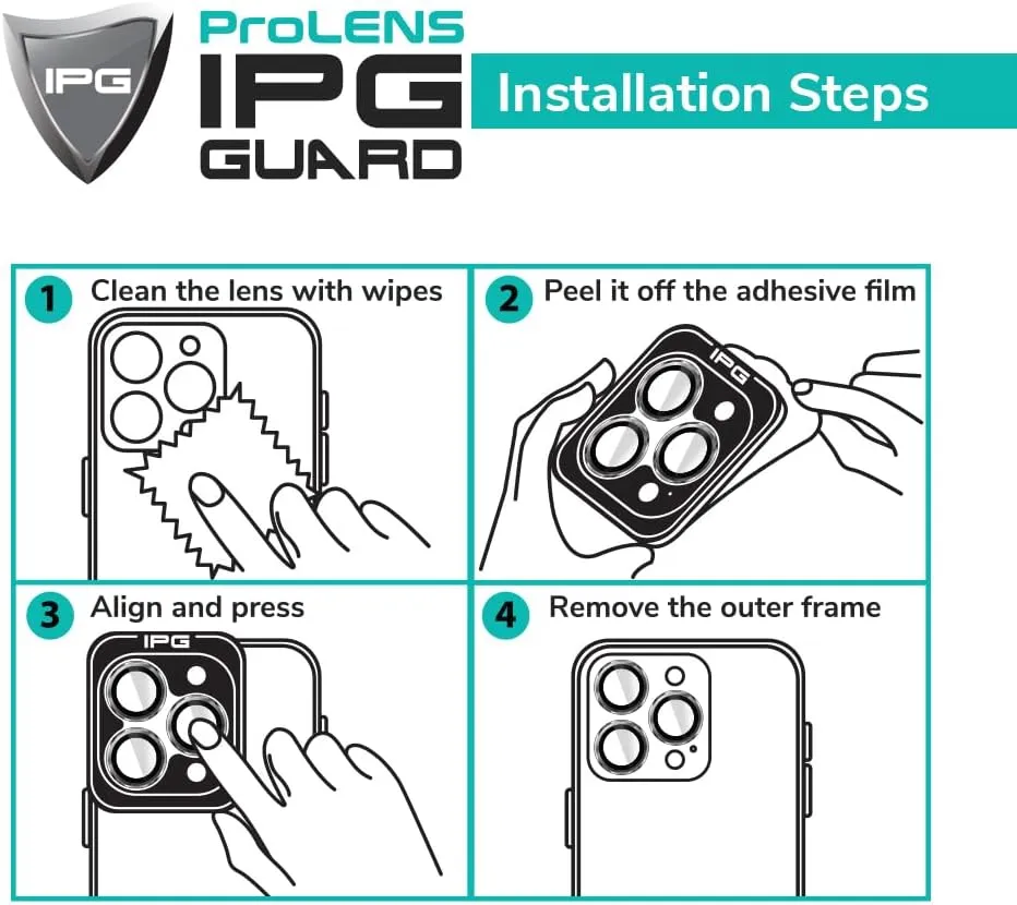 IPG ProLENS Clear Camera Lens Protector for iPhone 14 Pro / Pro Max, Alumina Silicate Tempered Class , HD Clarity, Scratch-Resistant, Individual Camera Lens Cover with Transparent Ring for iph14Pro/MaxCLEAR