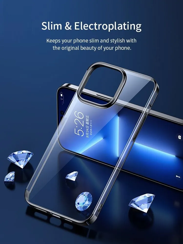 iPhone 15 Plus XUNDD Jazz 2 Series Luxurious Electroplated Shockproof Clear Case-Black