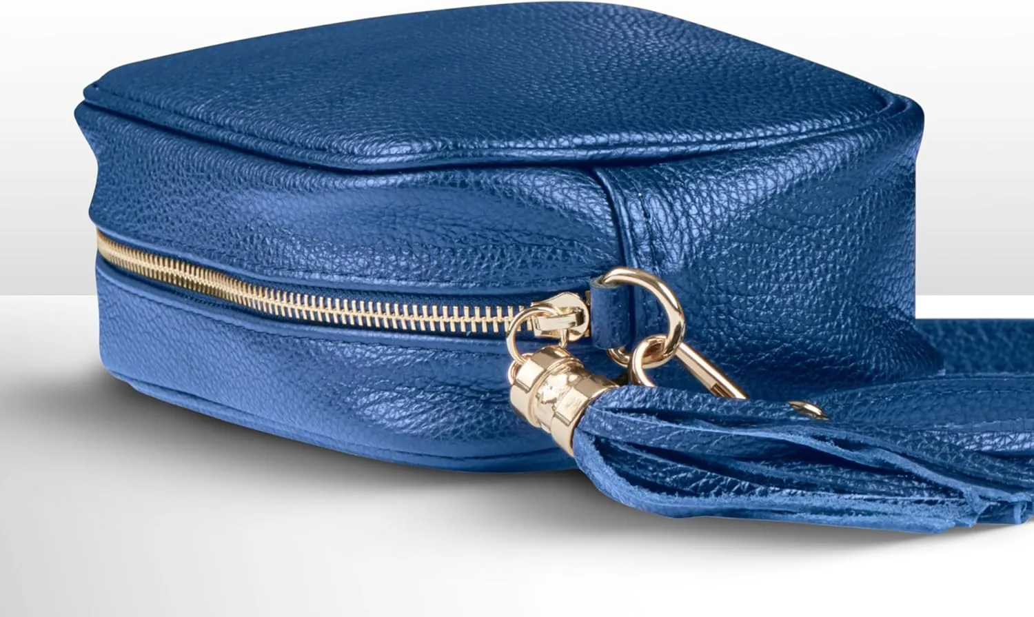 Italian Genuine Calf Leather Crossbody Bag for Women with Zip Strap Tassel | Small Camera Purse Shoulder Handbag Pocketbook