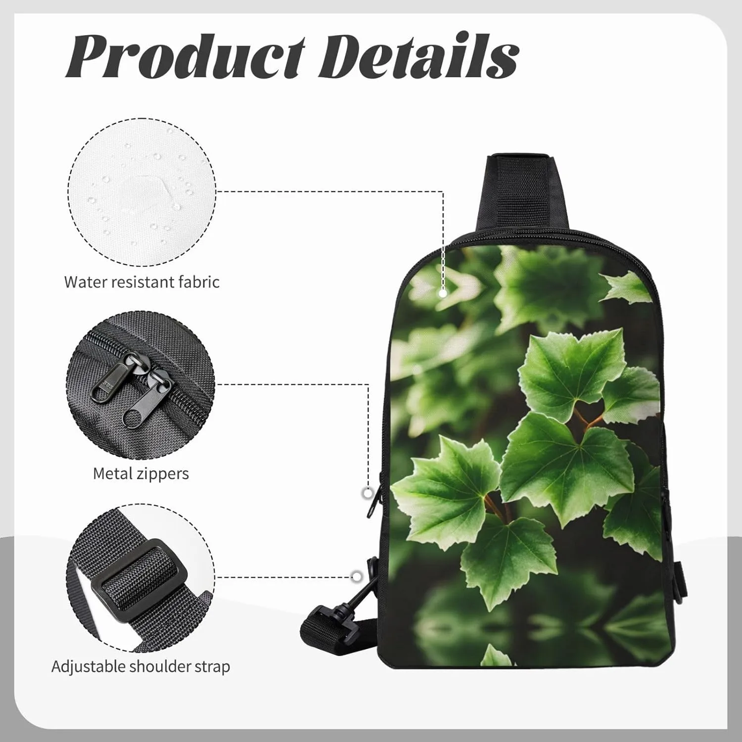 Ivy Blossoms Tree Dual Pocket Chest Bag - Versatile Purse, Sling Purse - Ideal for Concerts, Sports, Travelling, & More