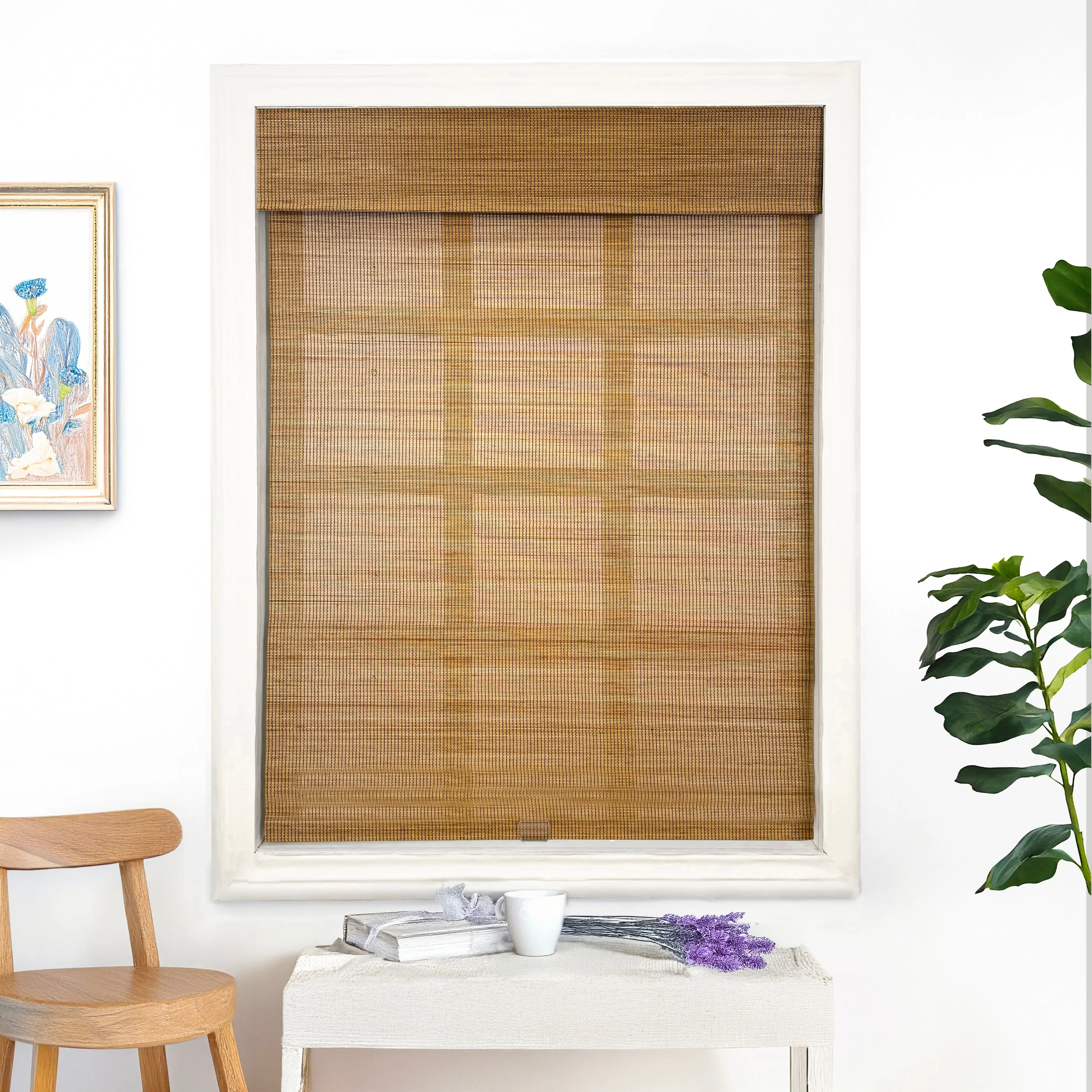 Ivy Woven Bamboo No-Drill Blinds & Shades Top Down Bottom Up | Amber