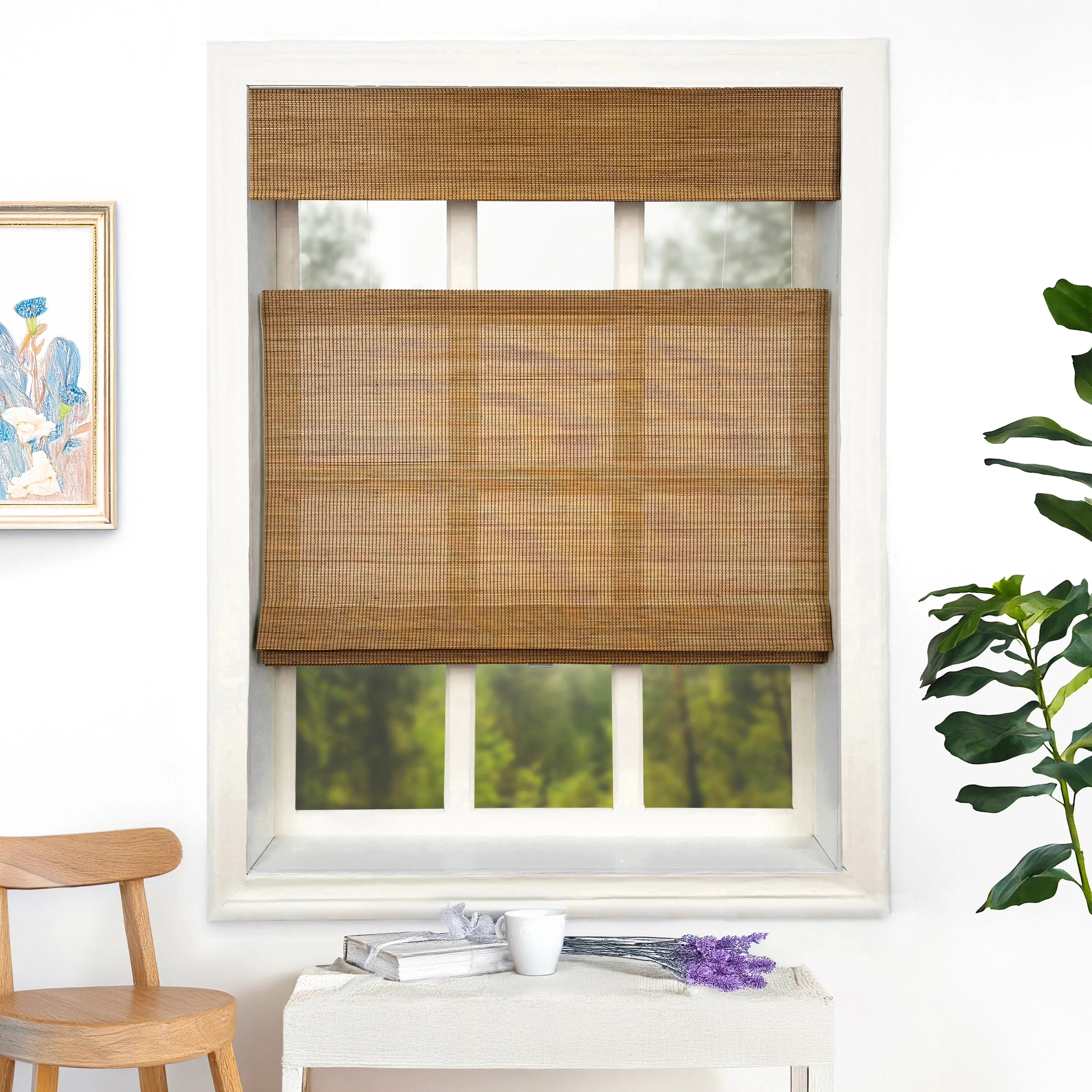Ivy Woven Bamboo No-Drill Blinds & Shades Top Down Bottom Up | Amber