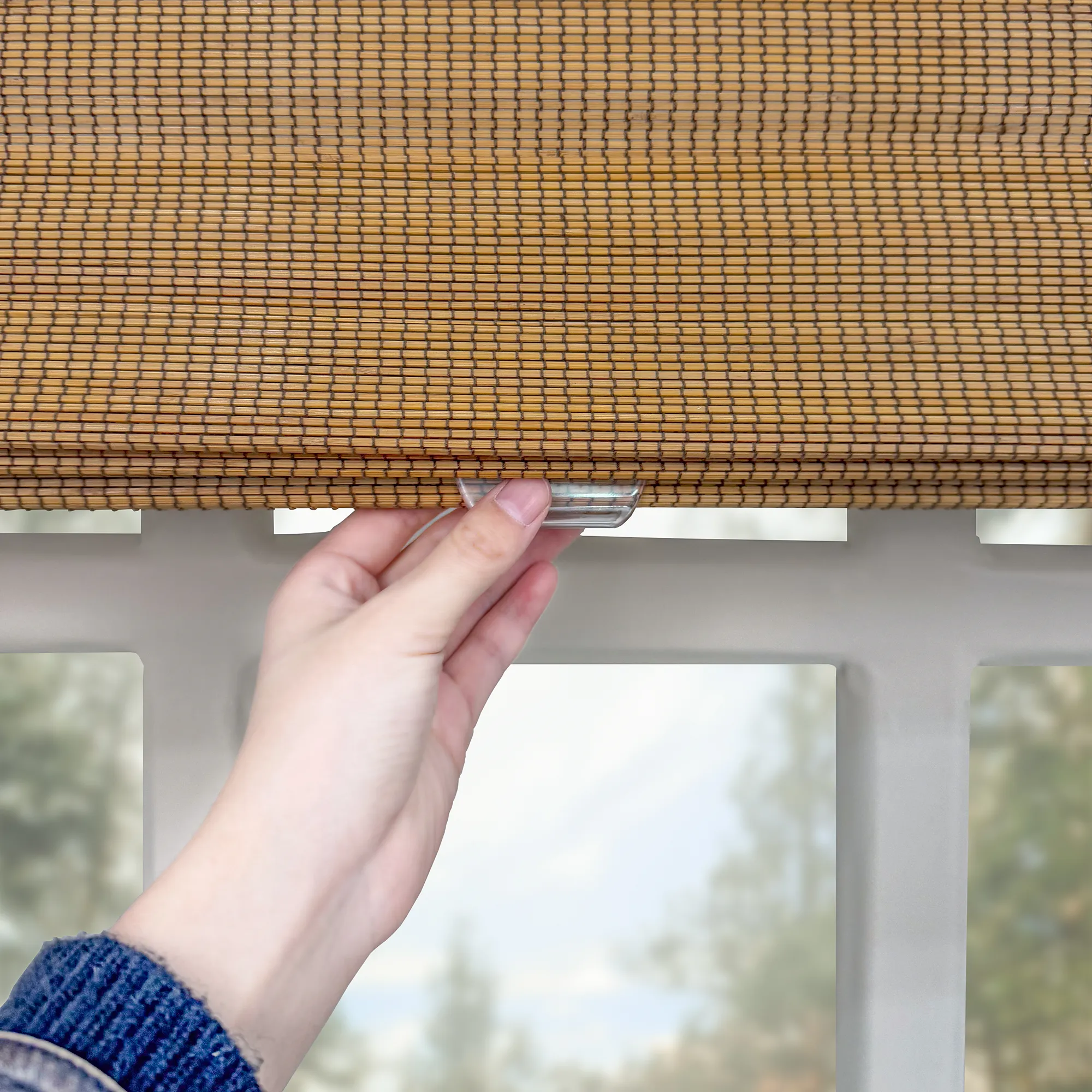 Ivy Woven Bamboo No-Drill Blinds & Shades Top Down Bottom Up | Amber