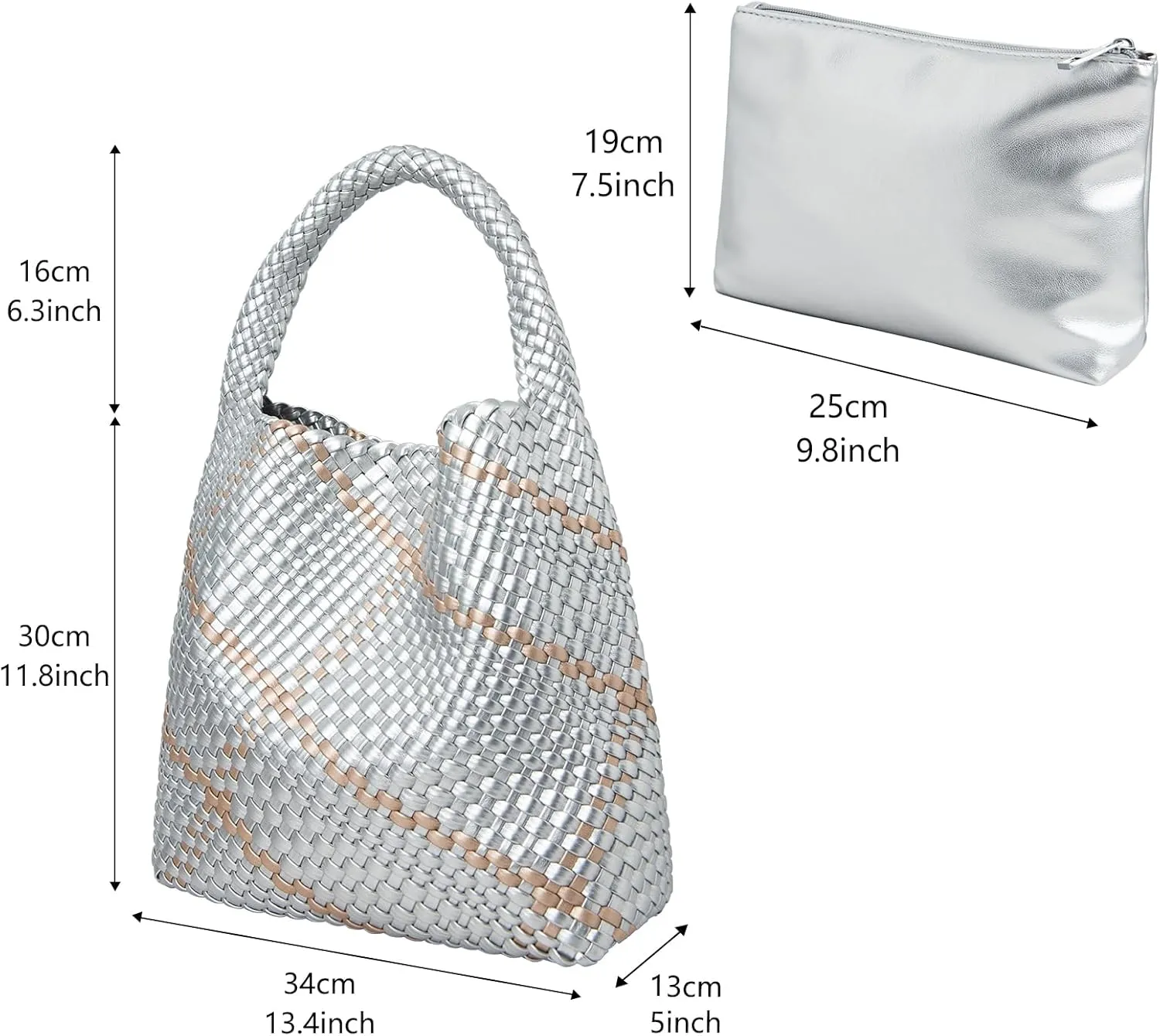 IwIeIaIrI Woven Tote Bag for Women Vegan Leather Hand-Woven Tote Handbag