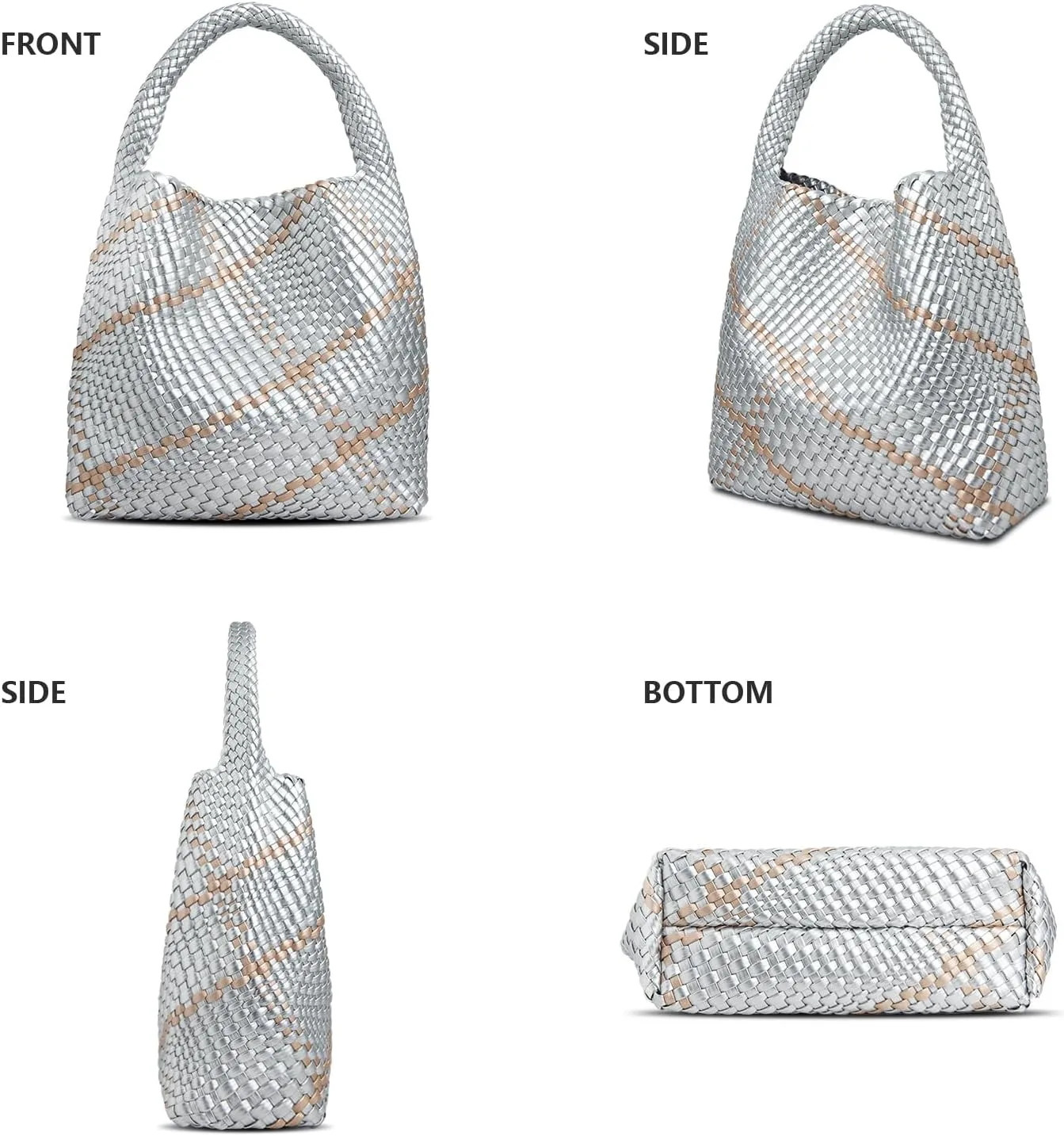 IwIeIaIrI Woven Tote Bag for Women Vegan Leather Hand-Woven Tote Handbag
