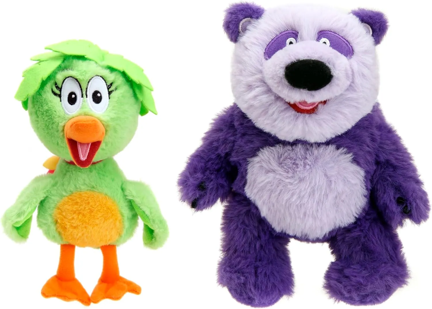 Jada Toys Donkey Hodie 8" Sound Plush Twin Pack - Purple Panda & Duck Duck - Squeeze for Phrases from Preschool Show Donkey Hodie - Ages 3 