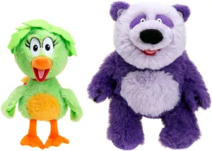 Jada Toys Donkey Hodie 8" Sound Plush Twin Pack - Purple Panda & Duck Duck - Squeeze for Phrases from Preschool Show Donkey Hodie - Ages 3 