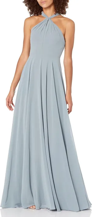 Jenny Yoo Women's Halle Cross Front Halter Neckline Chiffon Dress