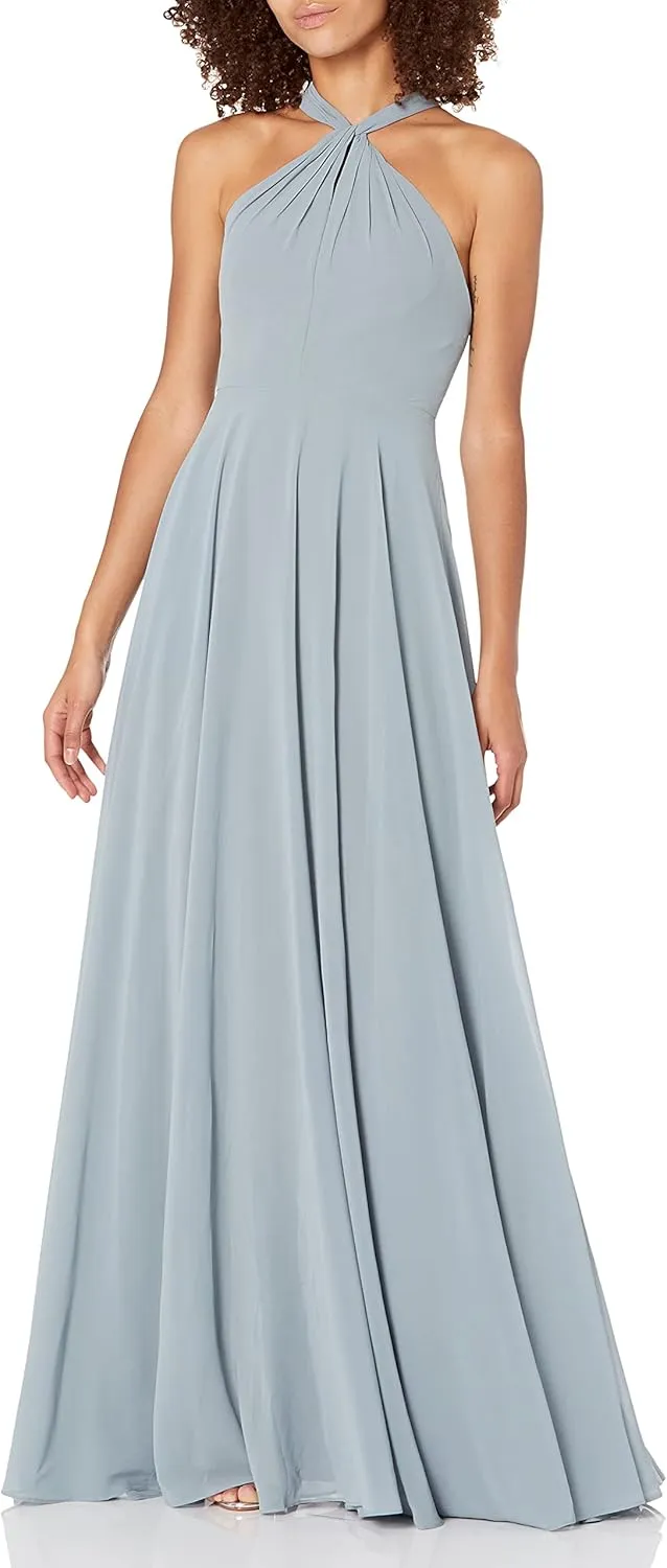 Jenny Yoo Women's Halle Cross Front Halter Neckline Chiffon Dress