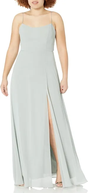 Jenny Yoo Women's Kiara Fit and Flare Tie Back Long Chiffon Gown