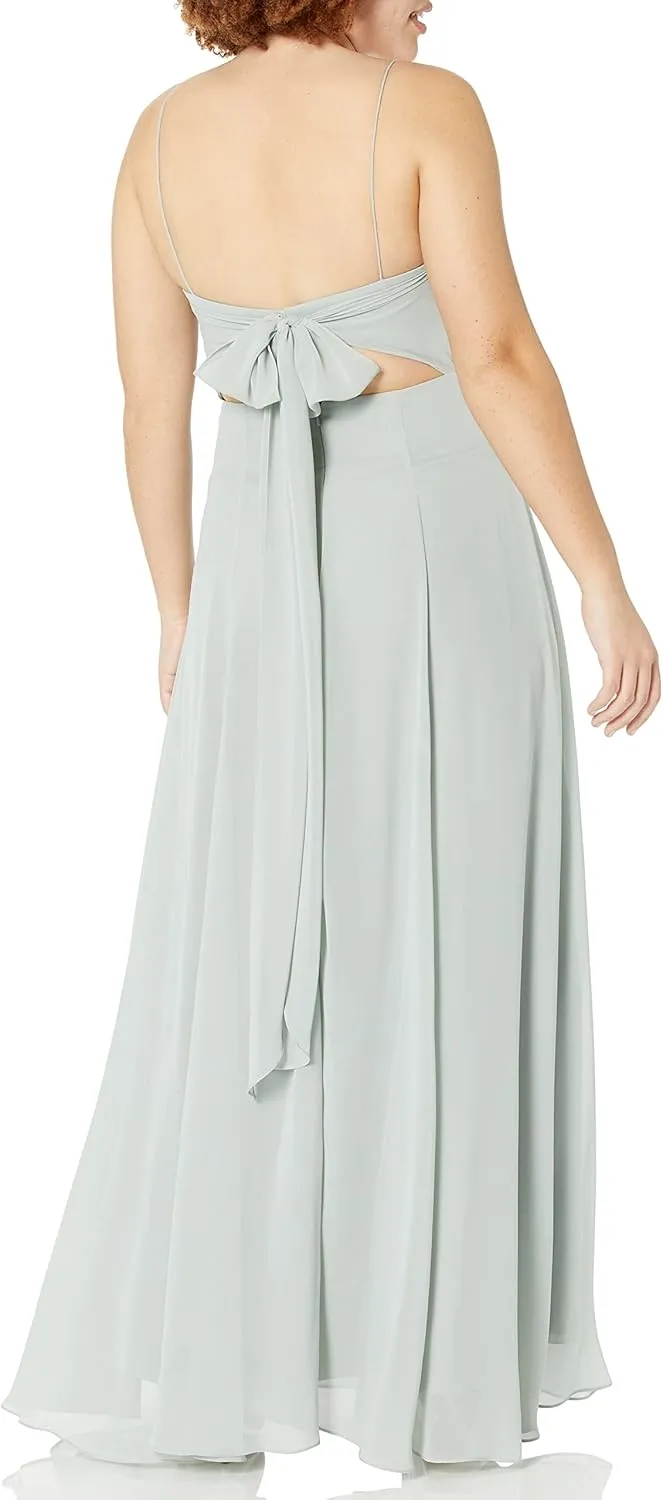 Jenny Yoo Women's Kiara Fit and Flare Tie Back Long Chiffon Gown