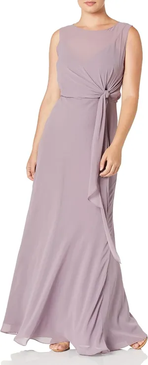 Jenny Yoo Women's Paltrow Illusion Boatneck Long Chiffon Gown