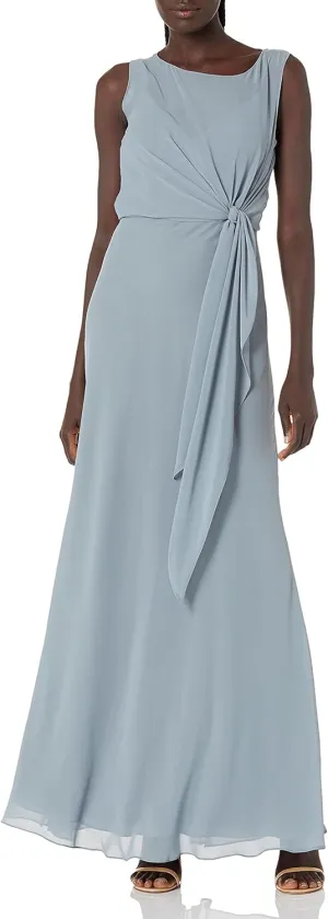 Jenny Yoo Women's Paltrow Illusion Boatneck Long Chiffon Gown