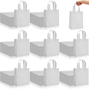 Jexine 100 Pcs Non Woven Bags Reusable Gift Bag with Handles Shopping Tote Grocery Goodie Party Treat Bags Favors(White)