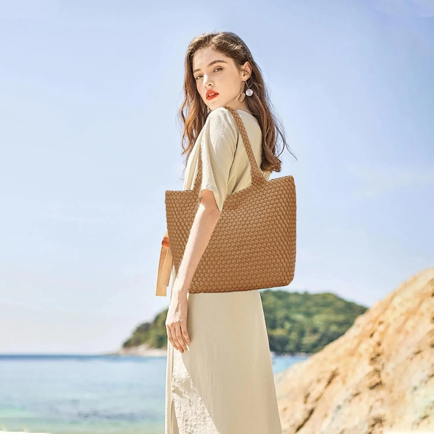 JINMANXUE Fashion Woven Bag Shopper Bag Travel Handbags and Purses Women Tote Bag Large Capacity Shoulder Bags