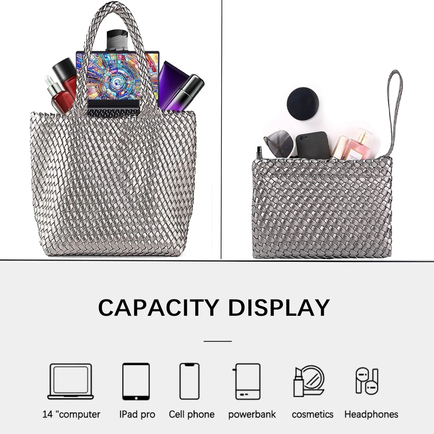 JINMANXUE Fashion Woven Bag Shopper Bag Travel Handbags and Purses Women Tote Bag Large Capacity Shoulder Bags