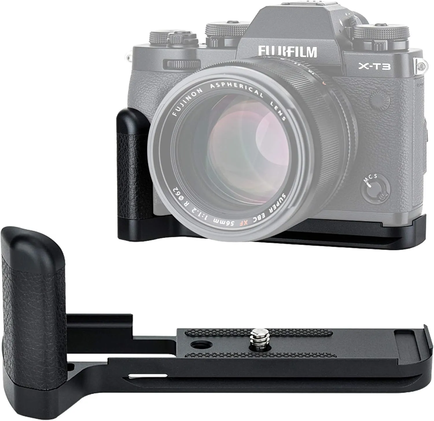 JJC HG-XT3 X-T3 Hand Grip, Arca Swiss Type Quick Release QR, Anti Slip Metal Holder Hand Grip Bracket, Aluminum Aloy, Compatible with Fuji XT3 XT2