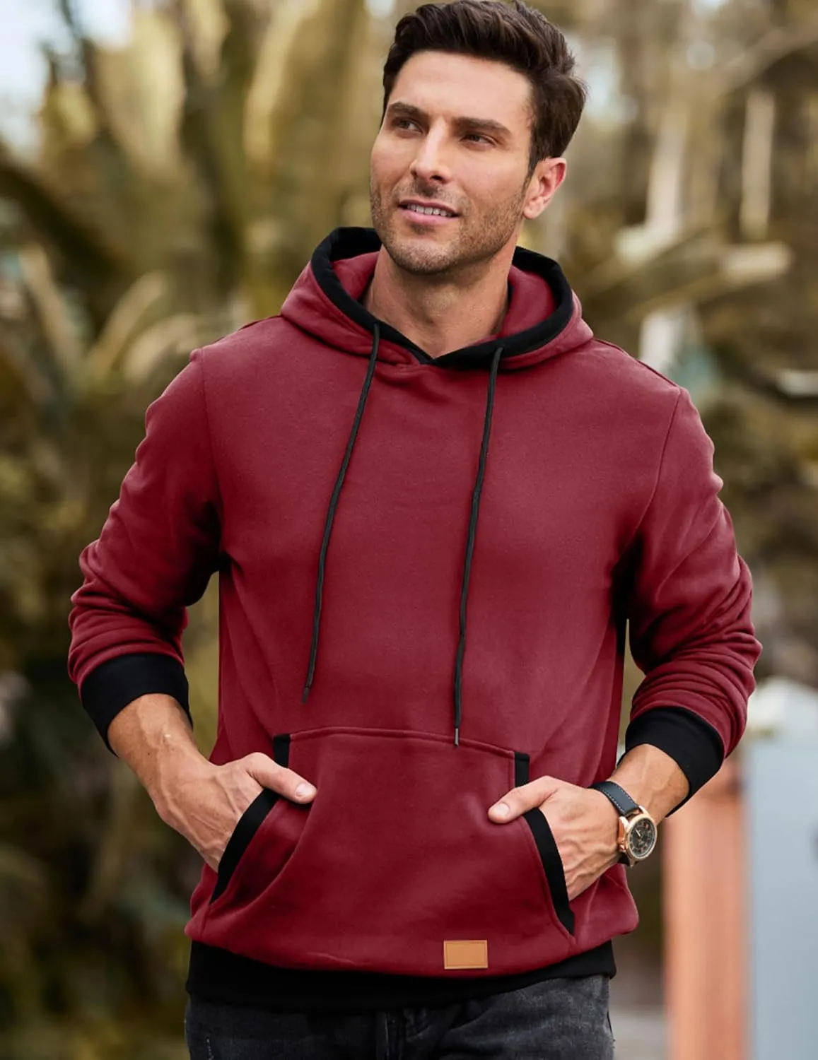 JMIERR Men's Cotton Casual Hoodies Sweatshirts Fashion Long Sleeve Drawstring Fleece Pullover Hoodie with Pockets