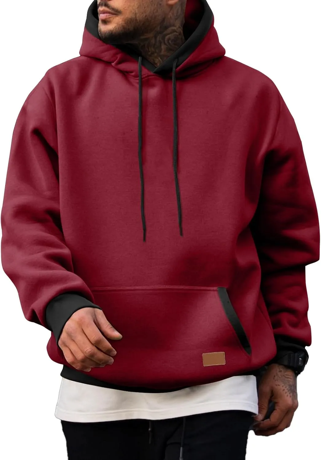 JMIERR Men's Cotton Casual Hoodies Sweatshirts Fashion Long Sleeve Drawstring Fleece Pullover Hoodie with Pockets