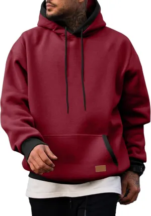 JMIERR Men's Cotton Casual Hoodies Sweatshirts Fashion Long Sleeve Drawstring Fleece Pullover Hoodie with Pockets