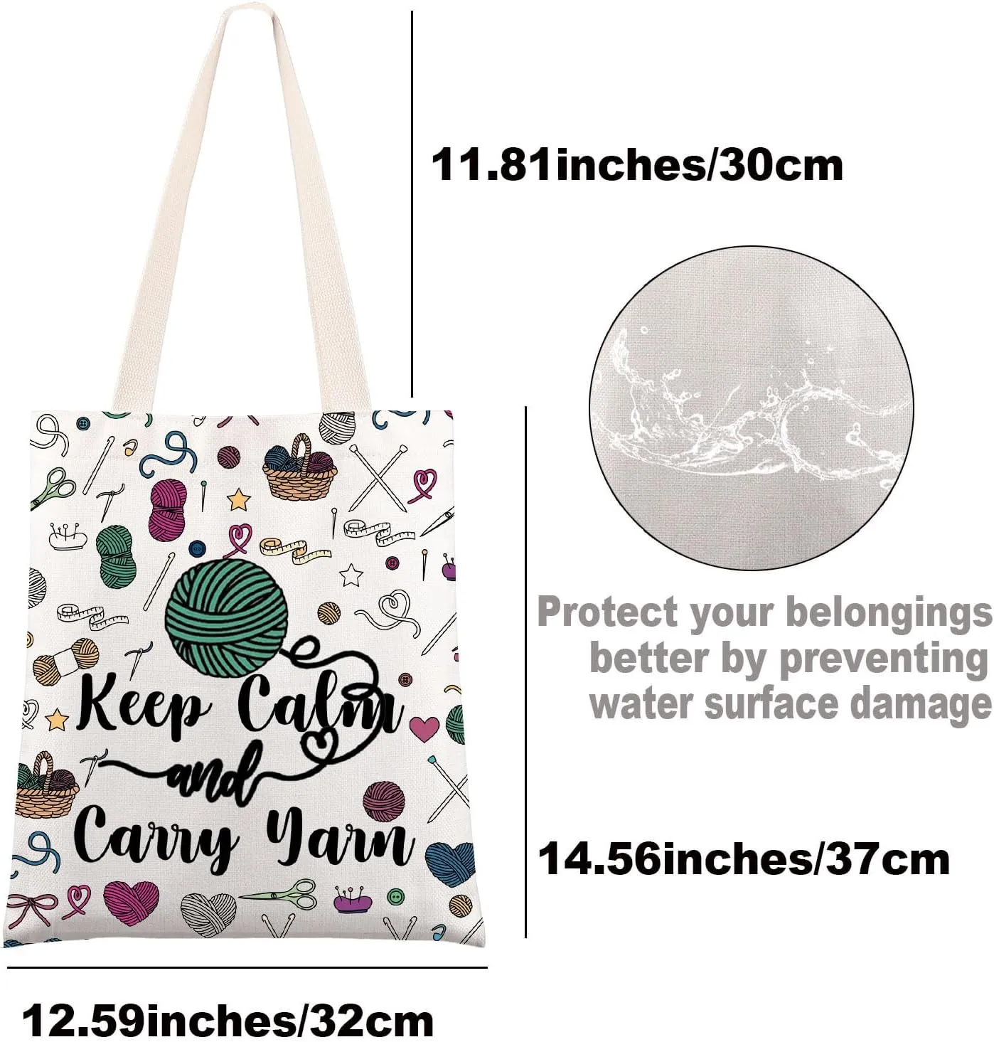 JNIAP Crochet Tote Bag For Crochet Lovers - Knitting Shoulder Bag Yarn Lover Keep Calm And Carry Yarn