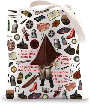 JNIAP Horror Game Tote Bag Horror Gamer Gift In My Restless Dreams I See That Town Horror Head Tote Bag