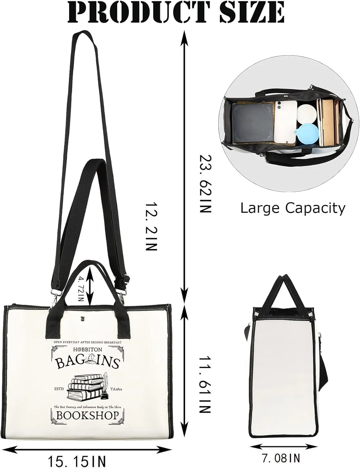 JNIAP Rings Bookstore Tote Bag Rings Movie Inspired Gifts Rings Movie Shoulder Bag Rings Movie Merchandise