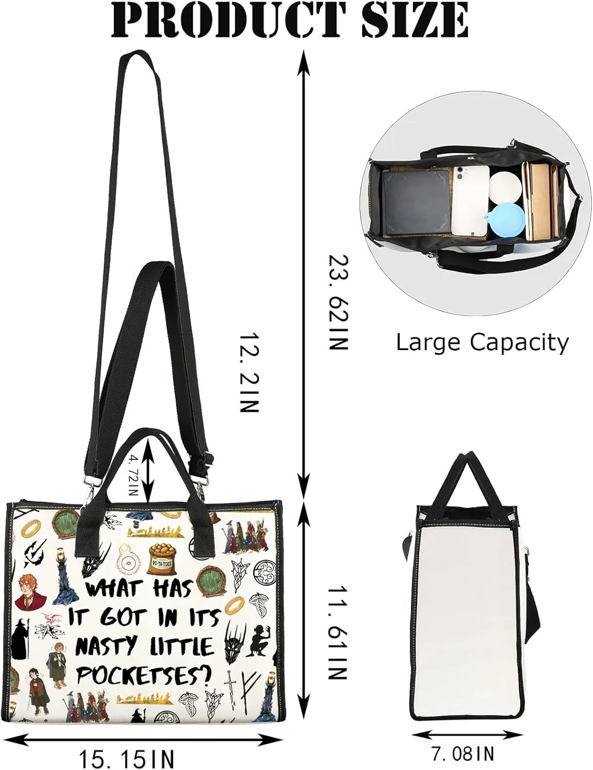 JNIAP Rings Movie Tote Bag Rings Movie Gift Rings Movie Shoulder Bag Rings Movie Merchandise (WHAT HAS Tote)
