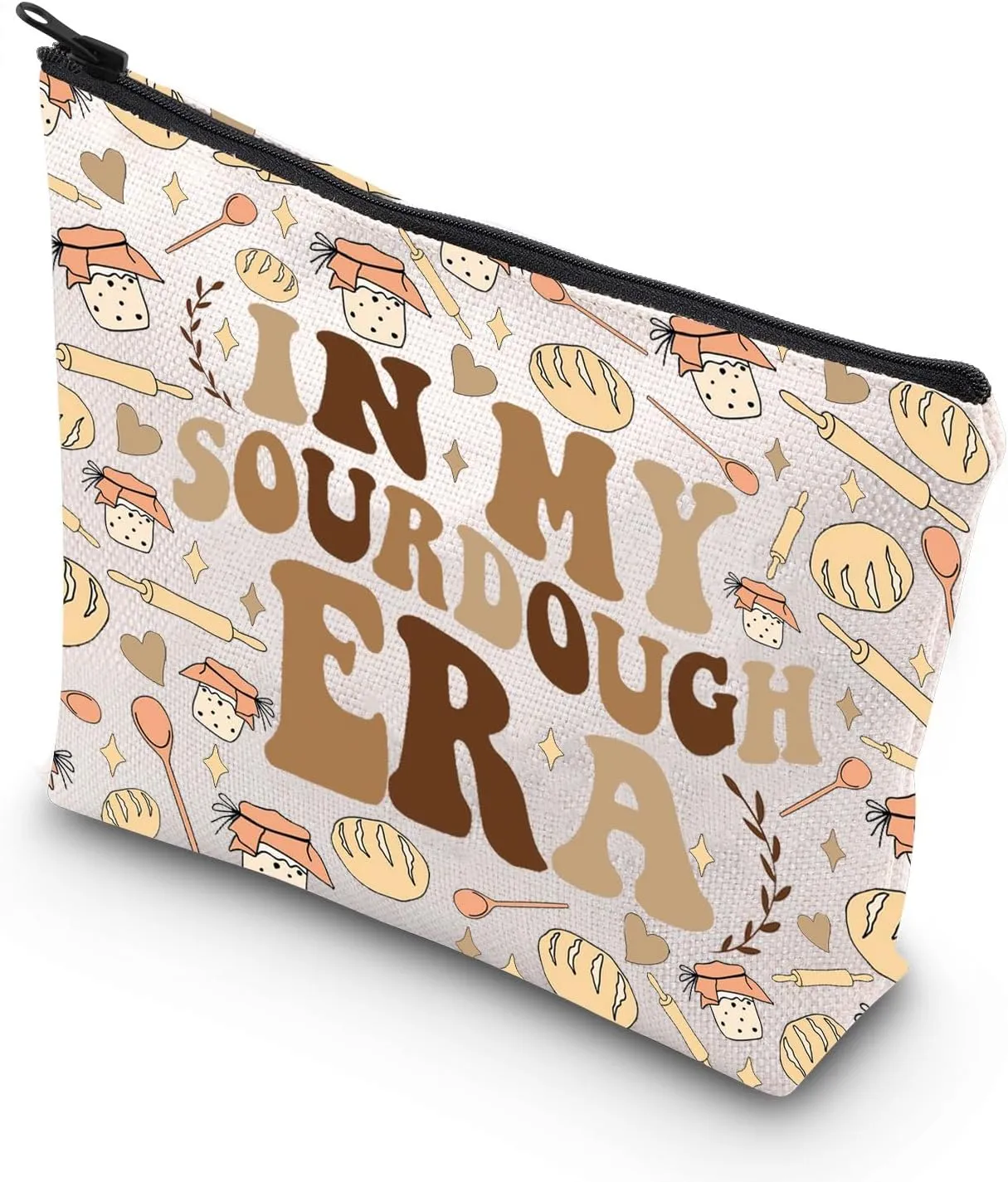 JNIAP Sourdough Baker Makeup Bag Sourdough Starter Gifts In My Sourdough Era Gift Sourdough Bread Lover Zipper Pouch (Sourdough era mb)