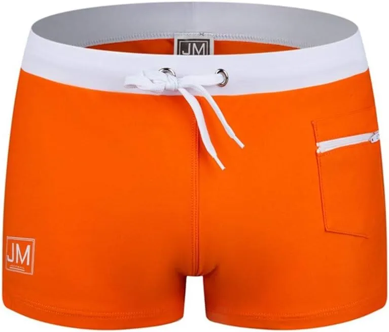 JOCKMAIL Mens Swim Trunks Swimwear Bathing Suit Swimsuit Board Beach Sport Short with Zipper Pockets