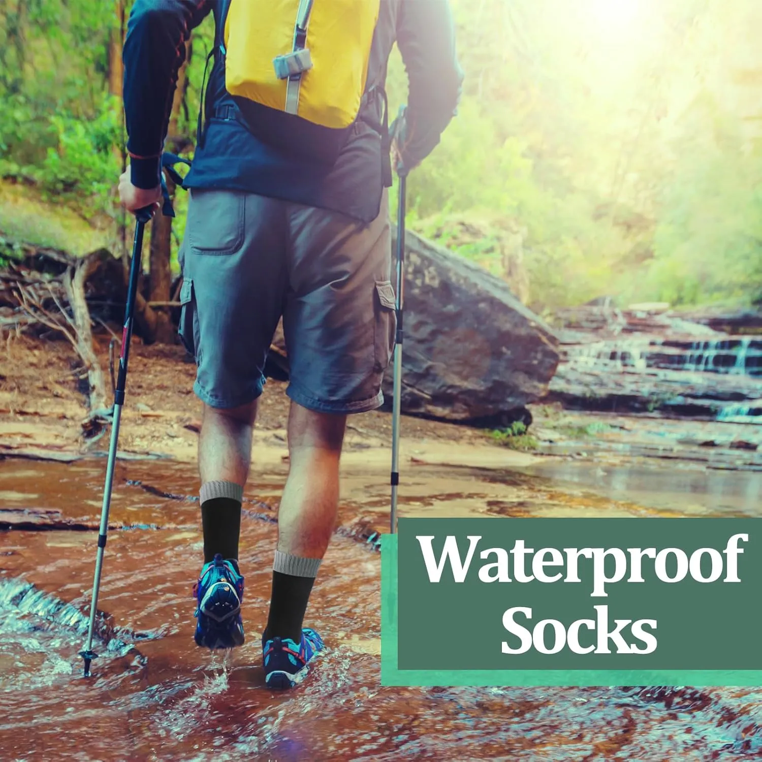 Jspupifip Unisex Waterproof Socks Water Resistant Socks Waterproof Breathable Hiking Wading Skiing Fishing Sock for Men Women