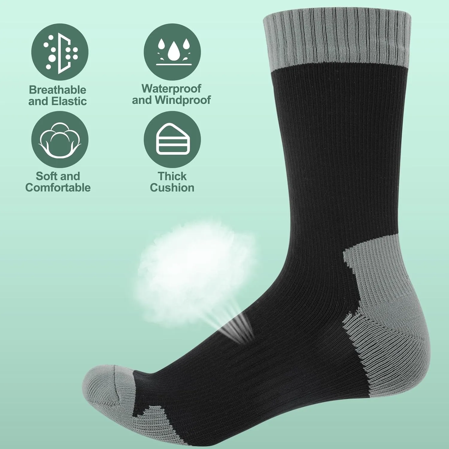 Jspupifip Unisex Waterproof Socks Water Resistant Socks Waterproof Breathable Hiking Wading Skiing Fishing Sock for Men Women