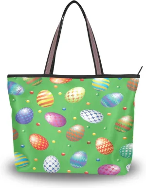 JSTEL Pattern Tote Bag for Women with Zipper Pocket Polyester Tote Purse Pattern Handbag Pattern Tote Purse