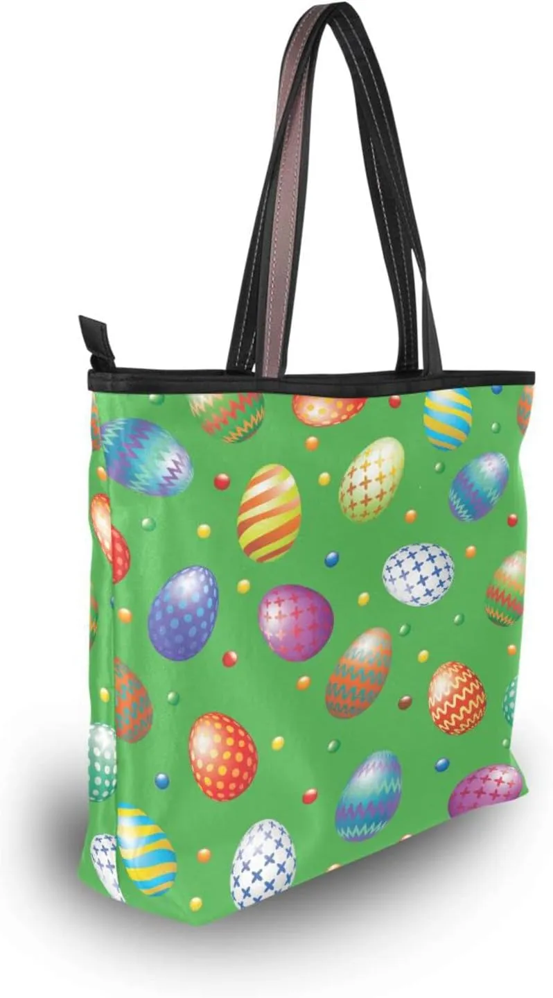 JSTEL Pattern Tote Bag for Women with Zipper Pocket Polyester Tote Purse Pattern Handbag Pattern Tote Purse