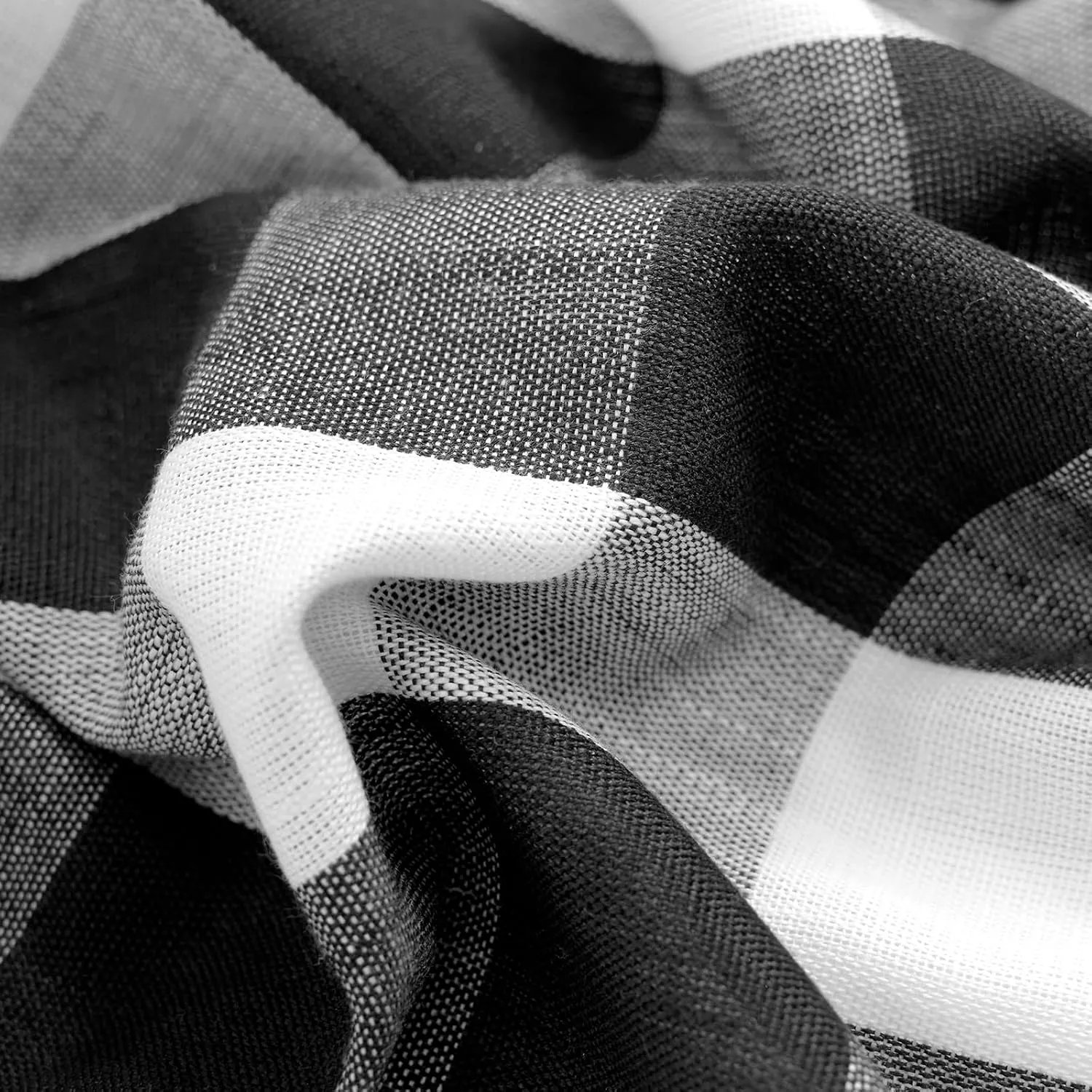 Jubilantex Black White Buffalo Check Semi Sheer Curtain Panels Gingham Plaid Textured Curtains Drapery,Farmhouse Grommet Window Drapes for Living Room Bedroom Kids Room,2 Panels,40"x95"