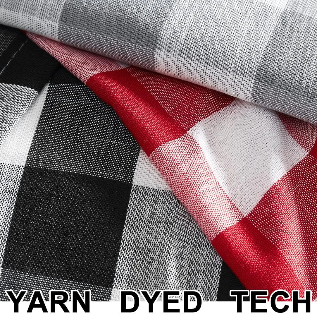 Jubilantex Black White Buffalo Check Semi Sheer Curtain Panels Gingham Plaid Textured Curtains Drapery,Farmhouse Grommet Window Drapes for Living Room Bedroom Kids Room,2 Panels,40"x95"