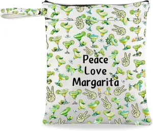 JXGZSO Bartender Gift Peace Love Margarita Cosmetic Bag With Zipper Makeup Bag Margarita Drinking Lover Gift