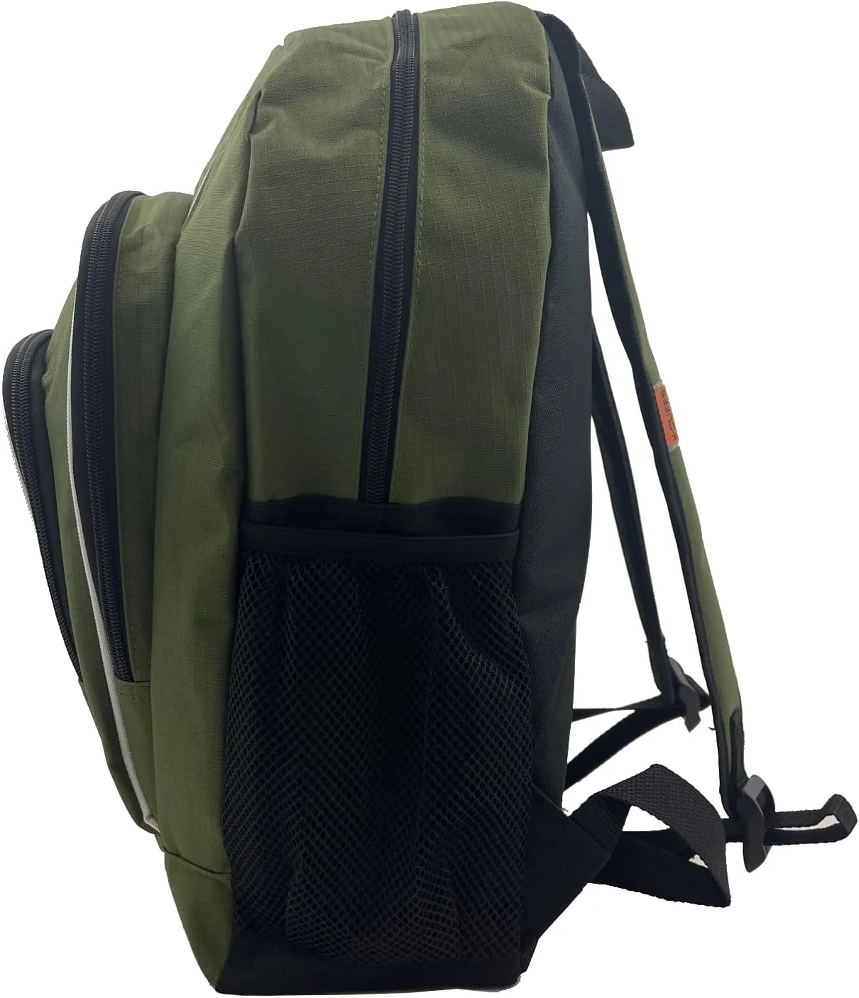 K-Cliffs 16 Inch Rip-stop Multi Pocket Backpack w/Side Mesh Pockets Olive Green