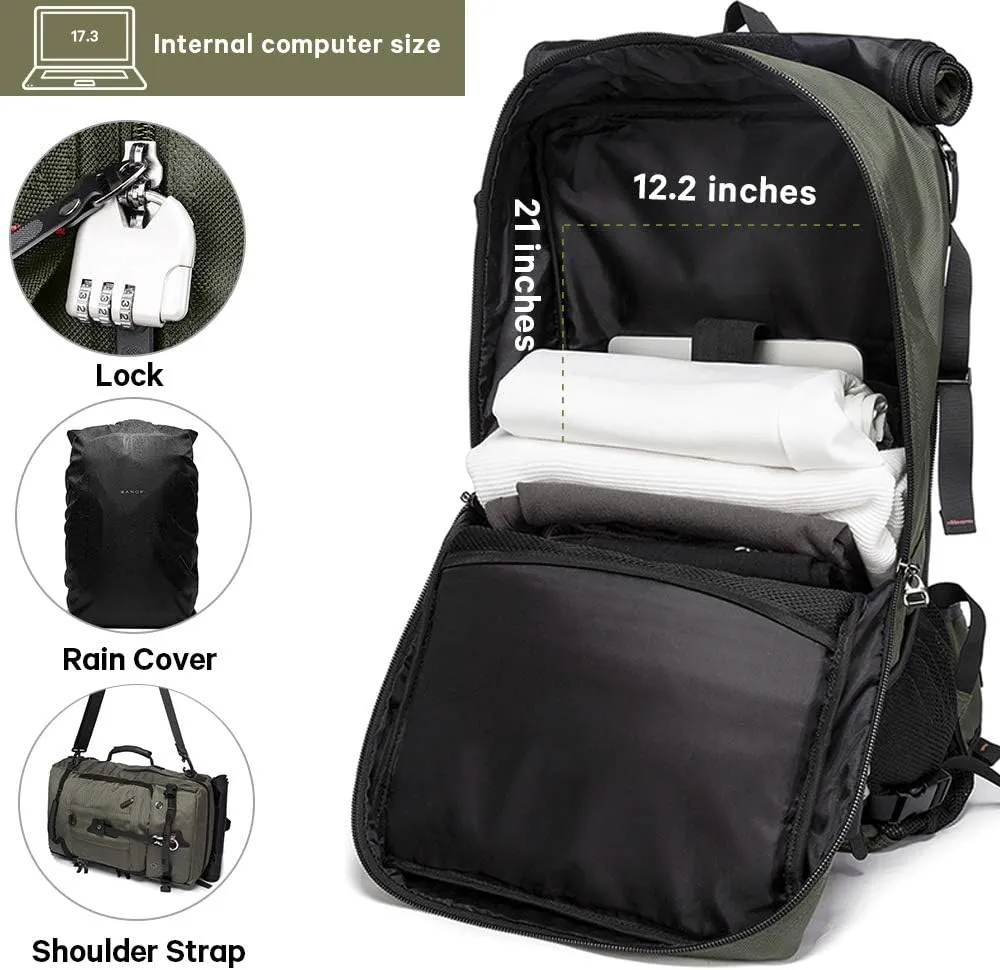 KAKA Travel Backpack, Carry On Backpack Durable Convertible Duffle Bag Fit for 15.6 Inch Laptop for Men and Women(Medium 35L)