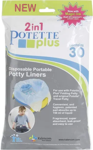 Kalencom Potette Plus Potty Seat Liners - Disposable, Leakproof Liners for Travel Potty Seat - Fragranced to Absorb Odor - 30 Count