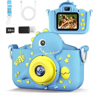 KANAD Kids Camera, Toys for Age 3-8 Year Old Boys, Easter Basket Stuffers Gifts for Kids, 1080P HD Selfie Digital Video Camera for Toddlers - Blue