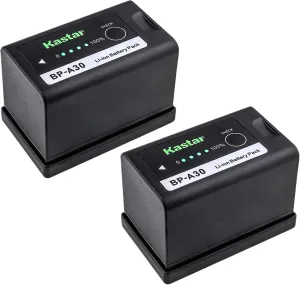 Kastar 2X BP-A30 Fully Decoded Battery for Canon BP-A60 BP-A90 Battery, CG-A10 CG-A20 Charger and Canon EOS C200, EOS C200B, EOS C220B, Canon XF705, EOS C300 Mark II PL EOS C500 Mark II 6K C700 PL