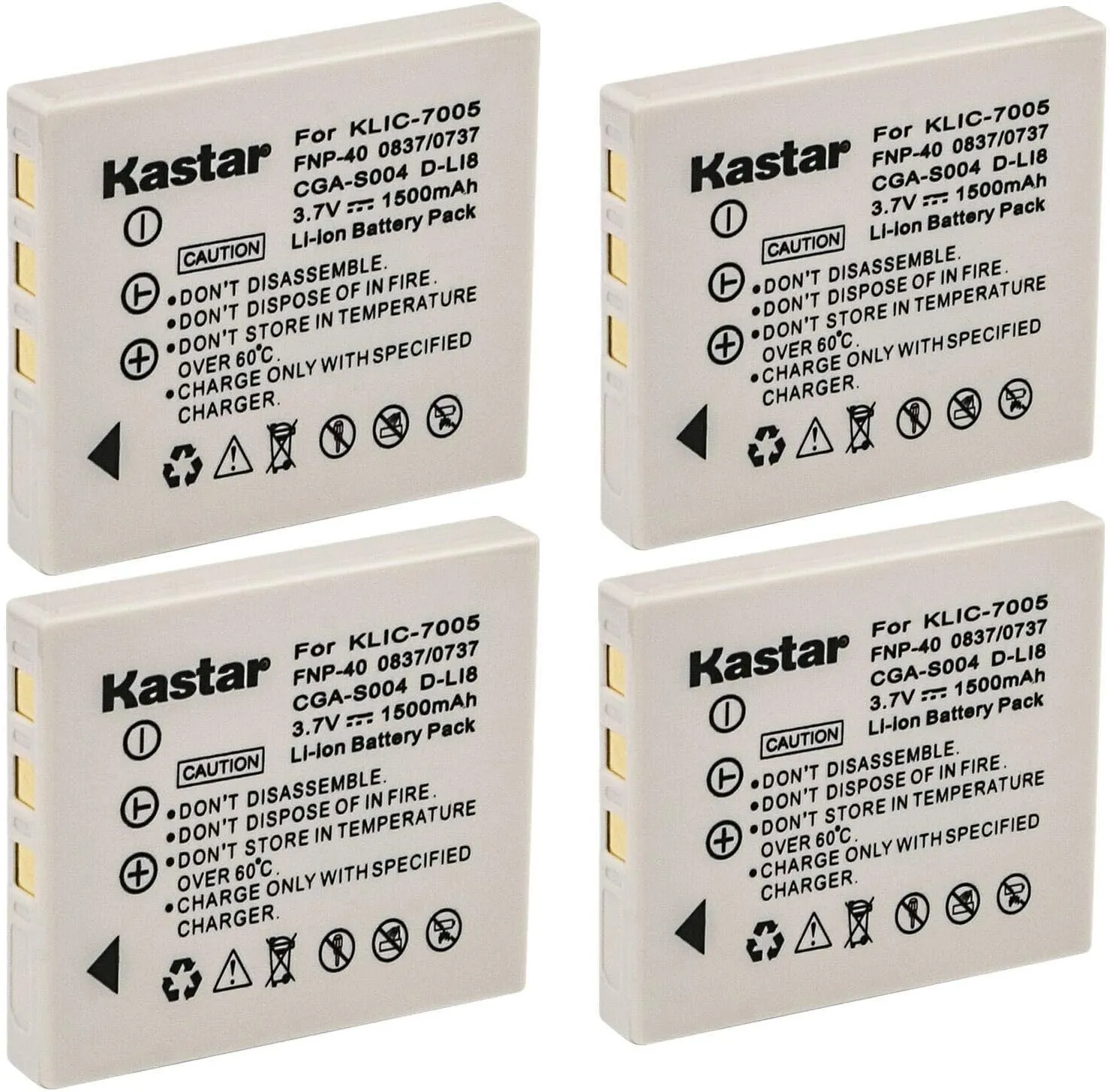 Kastar 4-Pack Battery Replacement for Praktica Luxmedia 12-03 6015 8503 8403 8303 LB-5030 LM 8403 LM 8503 LM 8303 LM 7403 LM 7303 LM 7203 DCZ 10.3 12-HD, D-Li63 FNP-40 CGA-S004, KLIC-7005 D-Li102