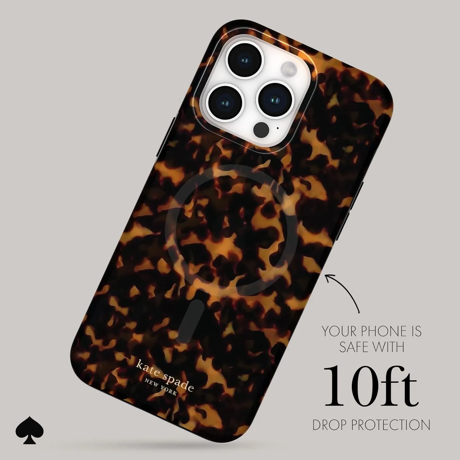 kate spade new york iPhone 15 Pro Max Case, Compatible with MagSafe - Tortoiseshell