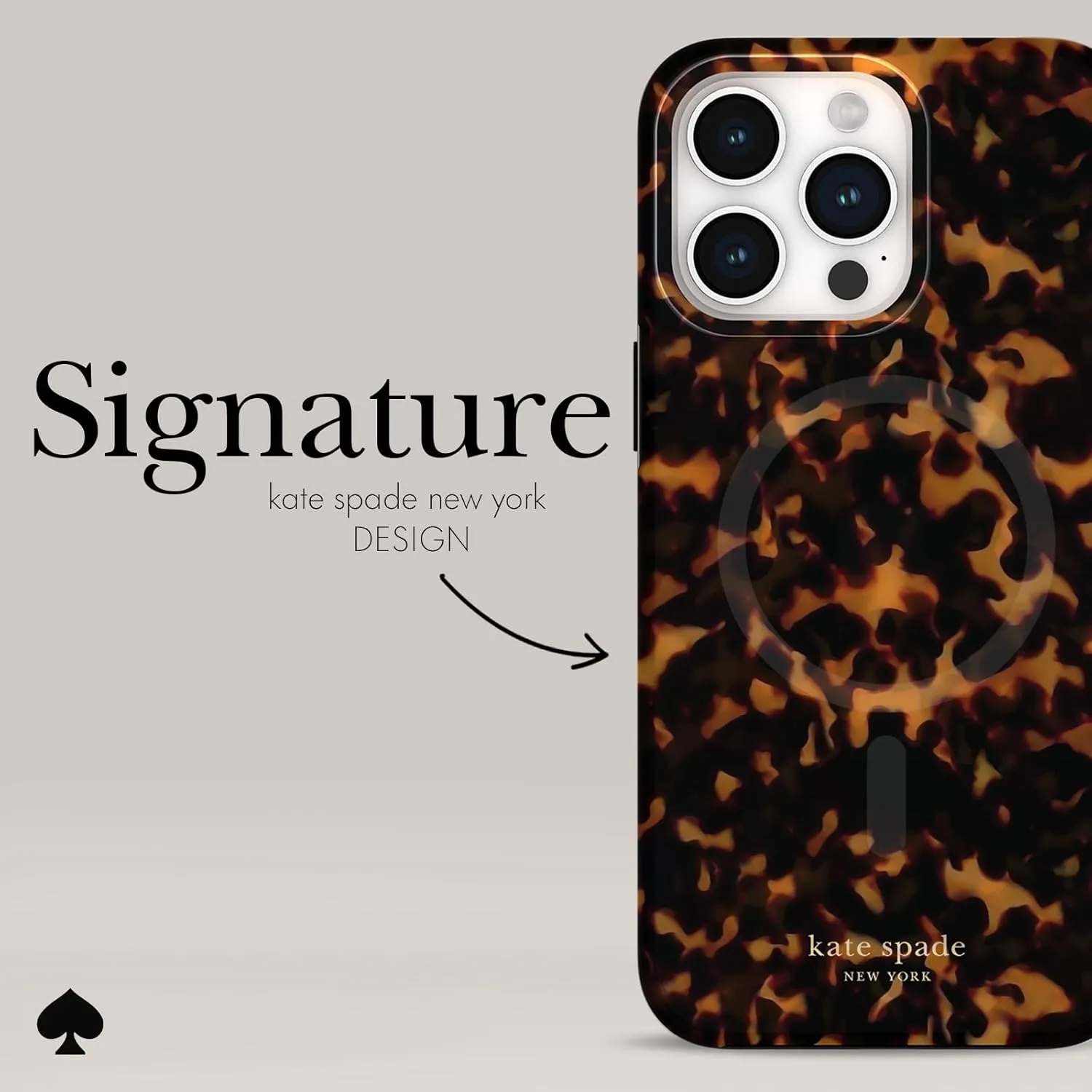 kate spade new york iPhone 15 Pro Max Case, Compatible with MagSafe - Tortoiseshell